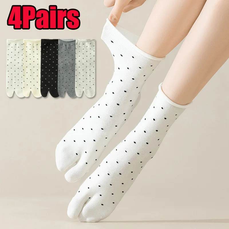 

Носки таби с пальцами, женские черные, белые носки в горошек с двумя пальцами, японские хлопковые однотонные носки с двумя пальцами, кимоно, шлепанцы, сандалии, разделенные носки