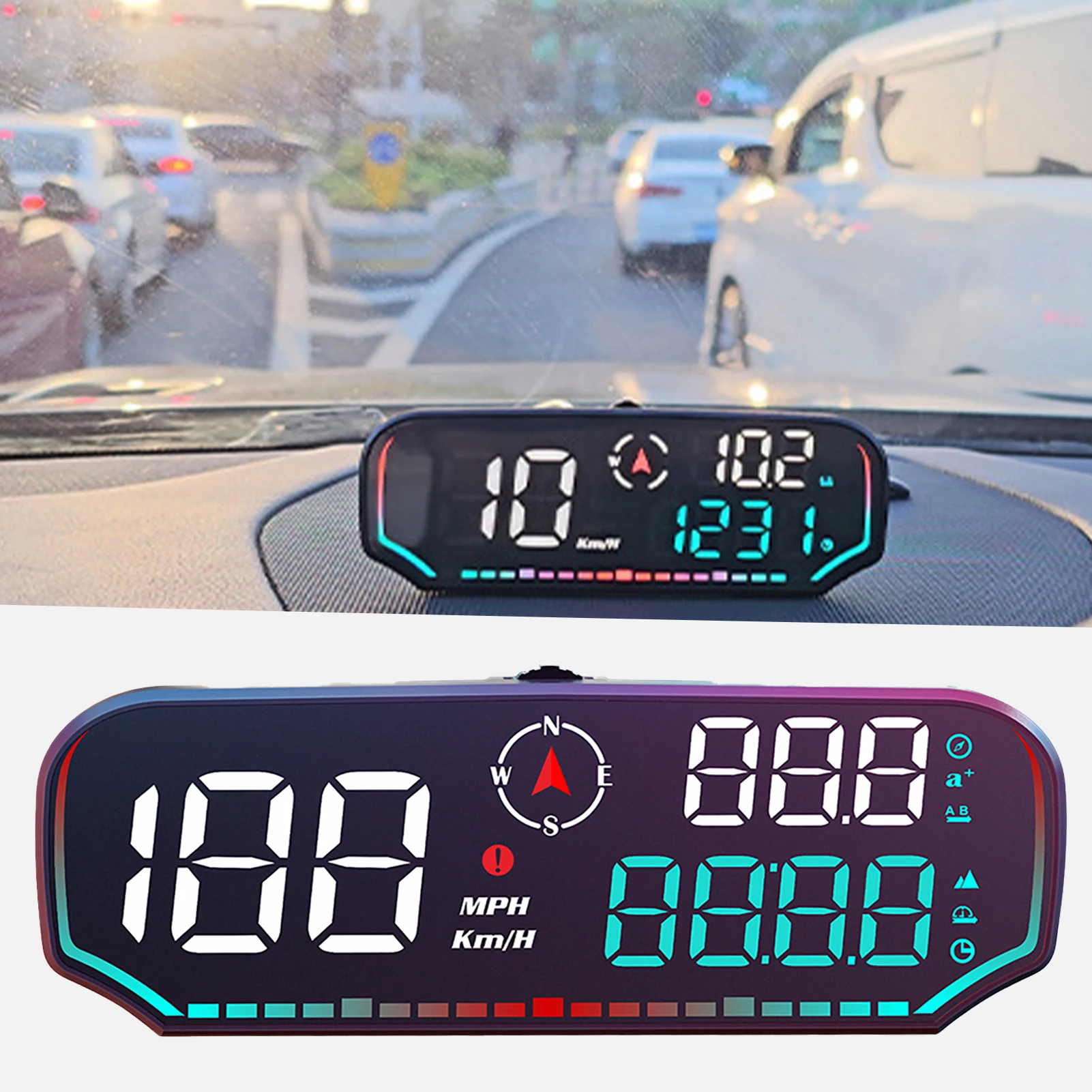 Universal HUD Head-Up Display Projector Improvement Warnings Function Car Heads Up Display For Driving