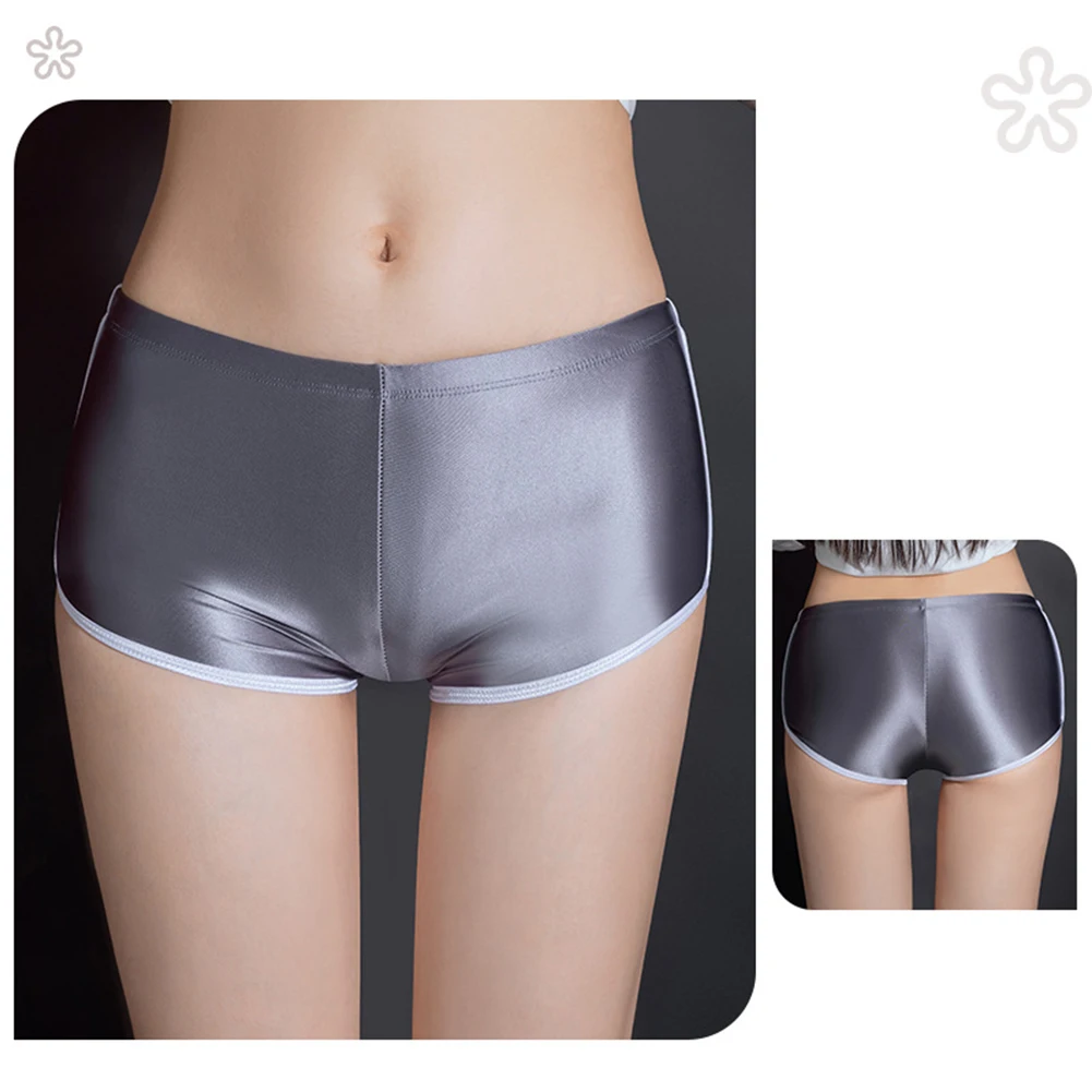 Womens Underwears Womens Shorts Sexy Shiny Shorts Smooth All Seasons Solid Color Stretch Daily Comfortable