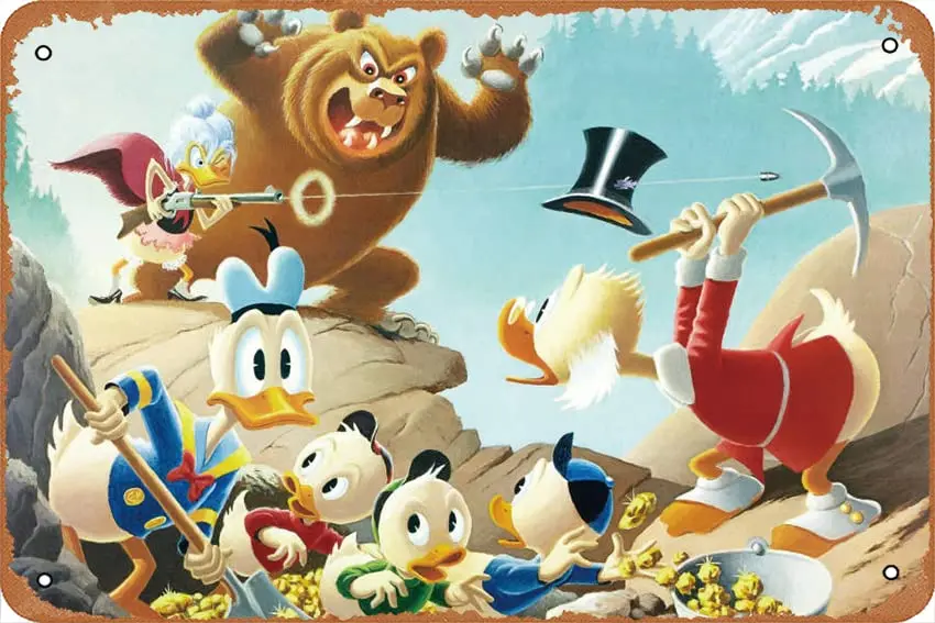Scrooge Mcduck Oil Painting Wallpaper Poster Tin Sign Unique Metal Wall Decor for Home, Bar, Diner, Pub,  ,Fun Kitchen Decor, Fu