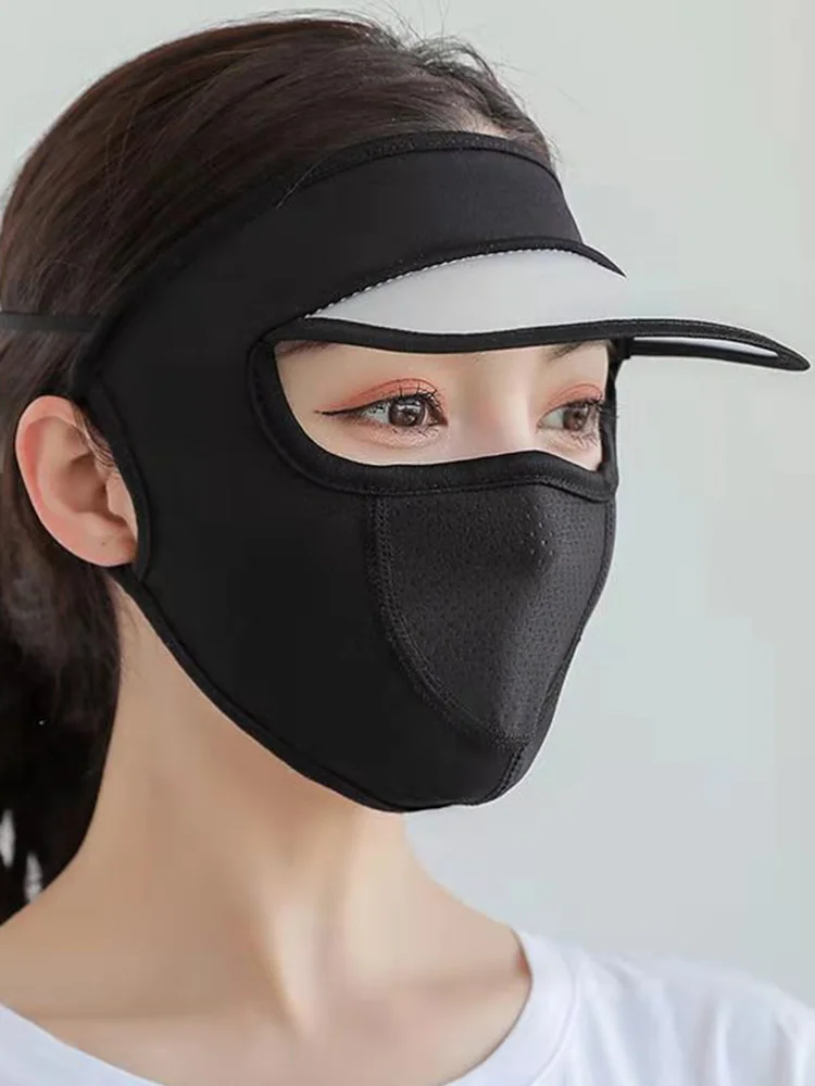 Sunscreen Mask Hat New Style Summer UPF50+ Facekini Women Outdoor Anti-Ultraviolet Nylon Dust Shade Solid Color One-Piece