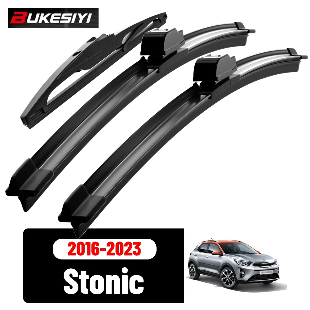 Scheibenwischerblätter-Set für vorne und hinten für KIA Stonic 2016-2023 2017 2018 2019 2020 2021 Geräuscharme Scheibenwischer Zubehör 26"16"11"