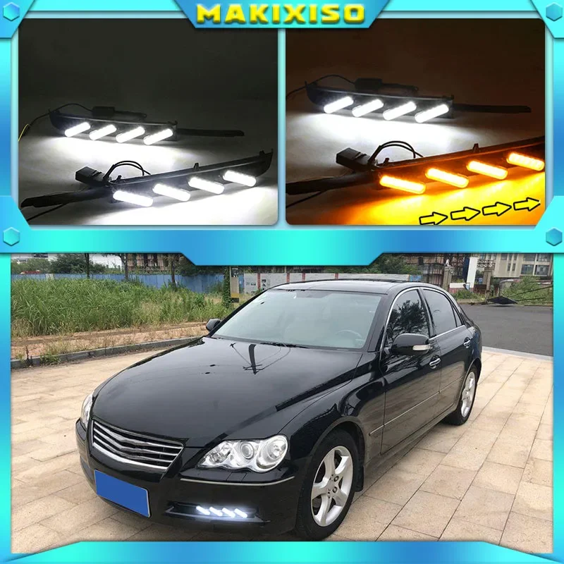 

1Pair DRL For Toyota MARK X REIZ 2004 2005 2006 2007 2008 2009 LED DRL Daytime Running Light With Turn Signal Fog Lamp