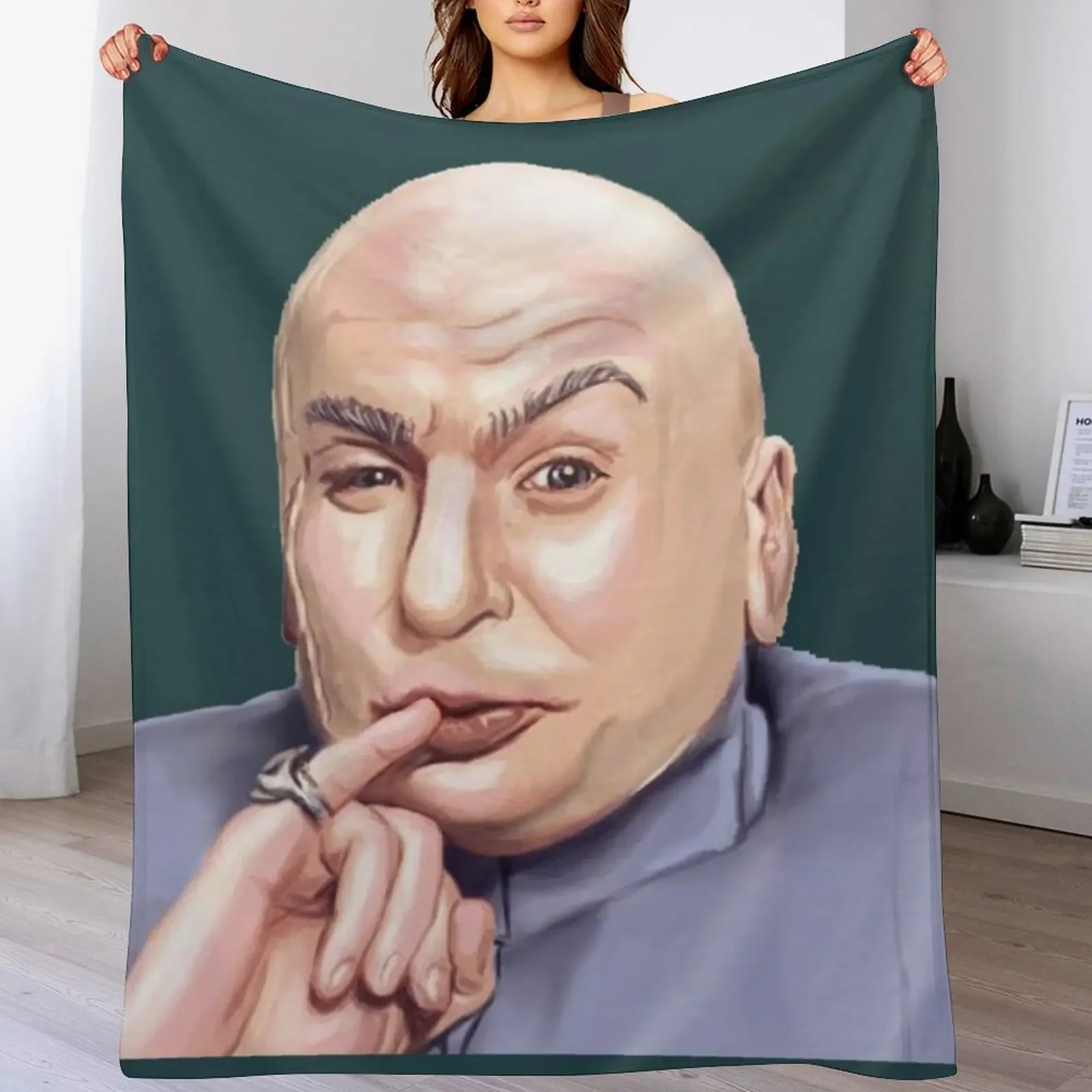

New Dr. Evil (Austin Powers) Throw Blanket Flannel Fabric Moving Hair wednesday Blankets