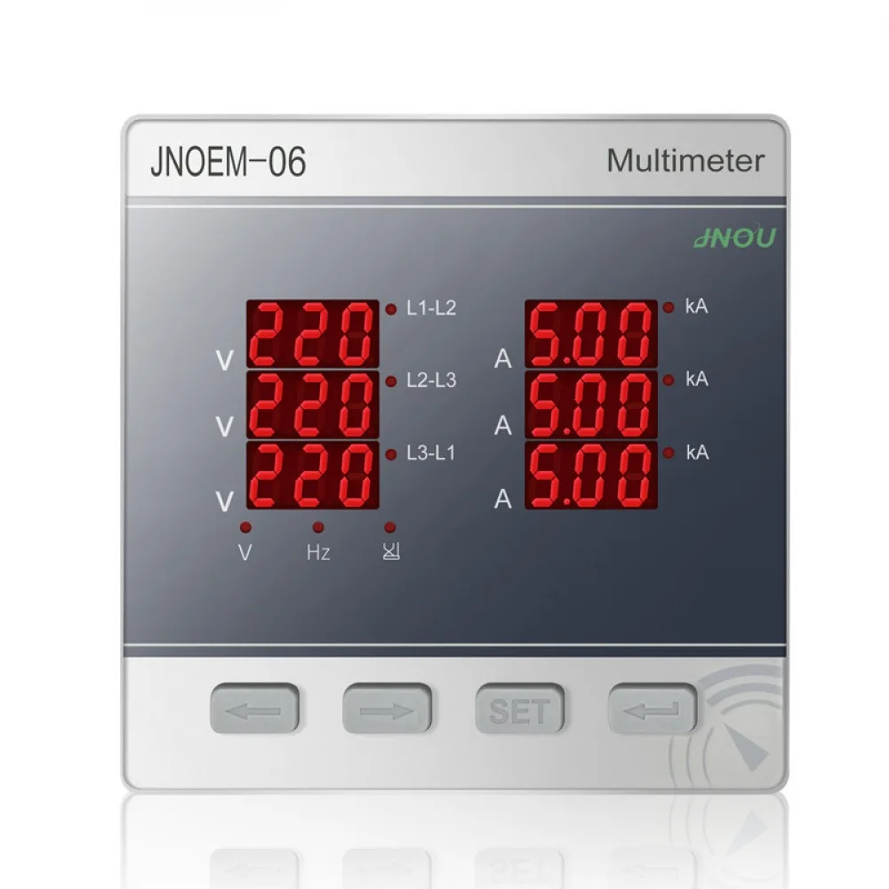 Ammeter Voltmeter Hz Meter 3 Phase 4 Wire Intelligent LED Digital Multimeter AC 220V/380V Voltage and Current Frequency Meter