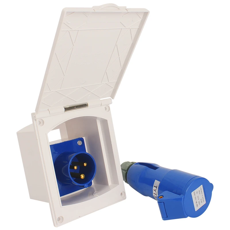 RV Accessories 220v-240v 16A RV Power Outlet Box Closed Lockable Electrical Socket Panel Marine Power Inlet Port