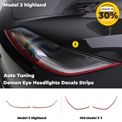 For Tesla Model 3 Highland 2024 2Pcs/Set Car sticker Demon Eye Headlight Strips Decals Strips Auto Exterior 2024 Accessories