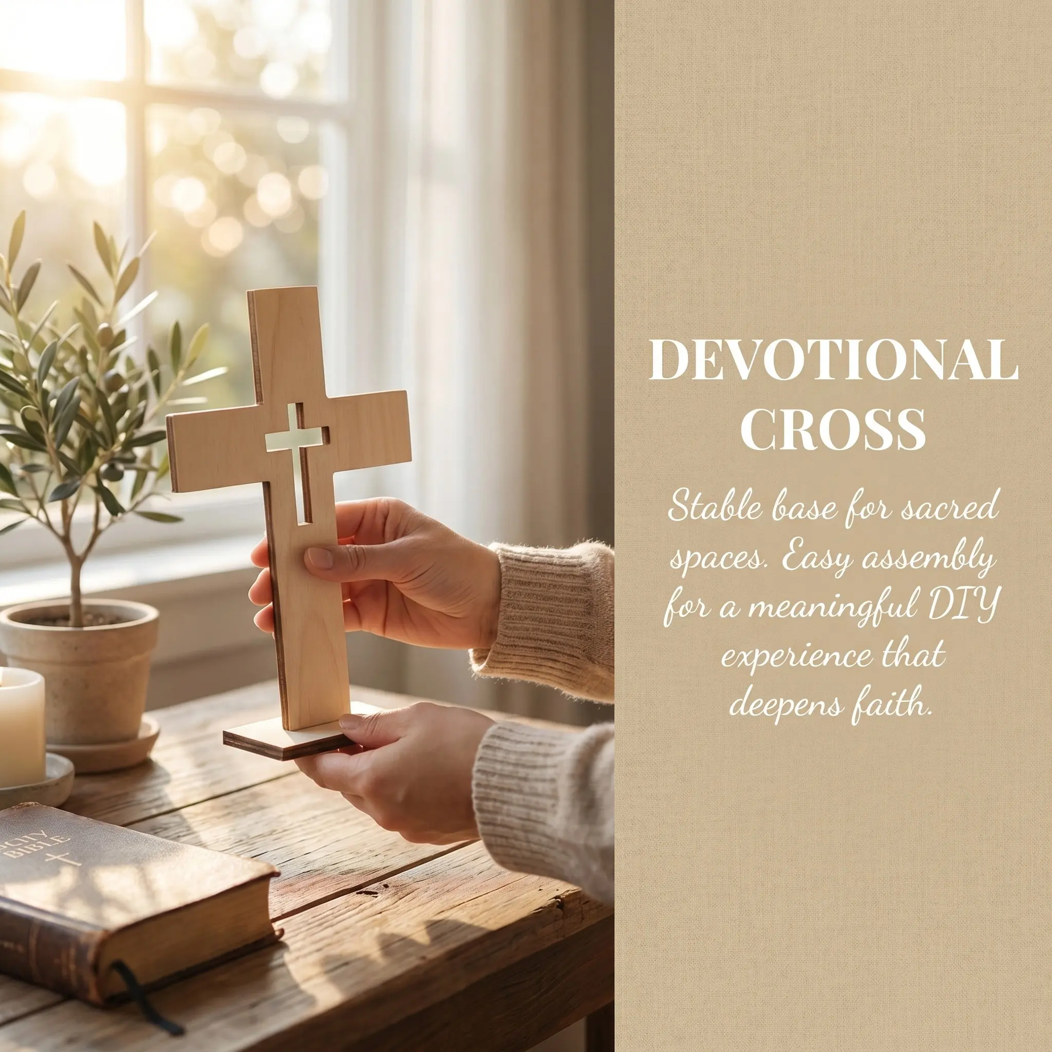 20Pcs Unfinished Wooden Cross Statue Set Rustic Standing Table Cross with Sturdy Base for Baptism Communion Party Decor