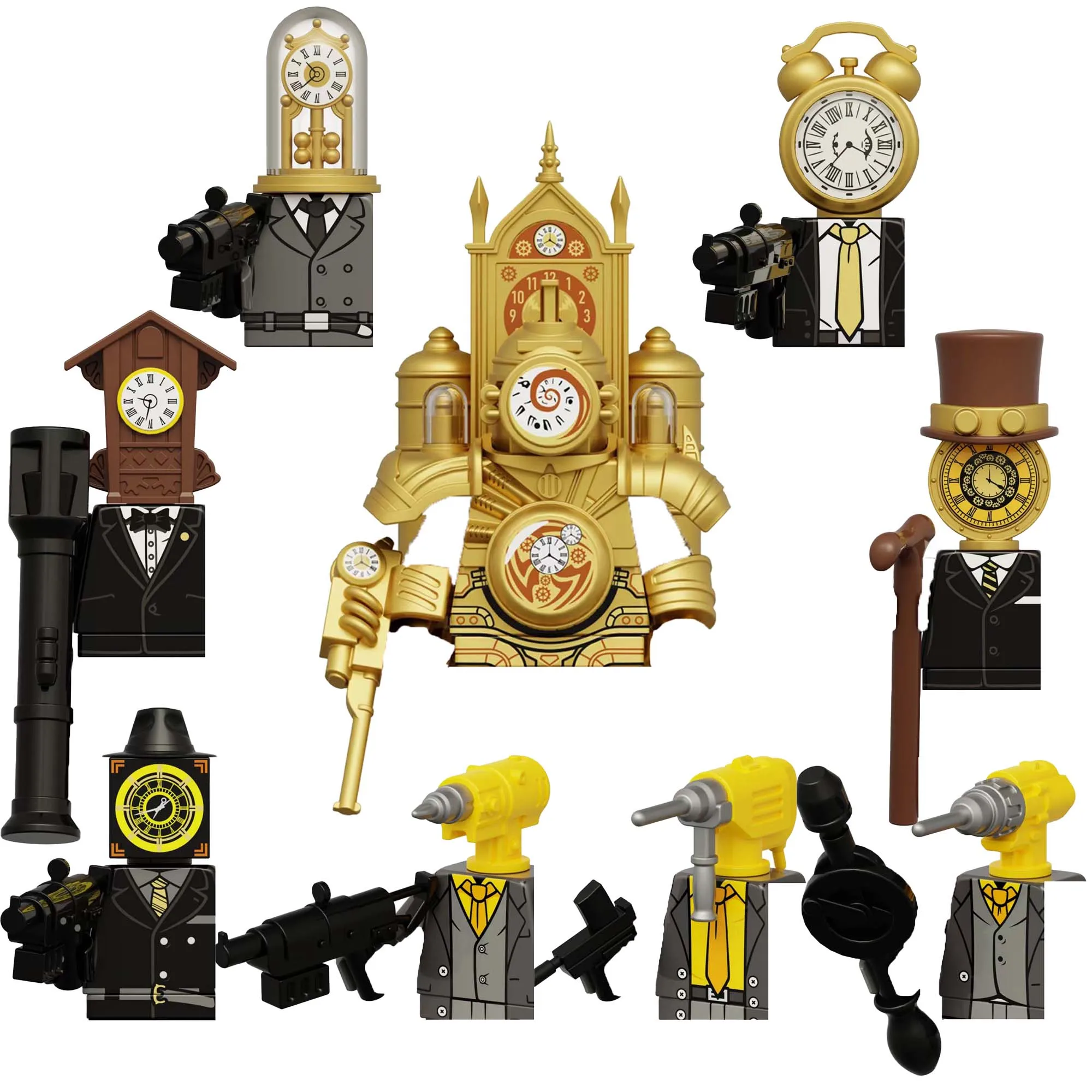 SKIBIDI Multiverse Titan Clock Man Alpha Drill Man Bell Man Alarm Man Building Blocks Bricks Dolls Toys Figures Mini Blocks