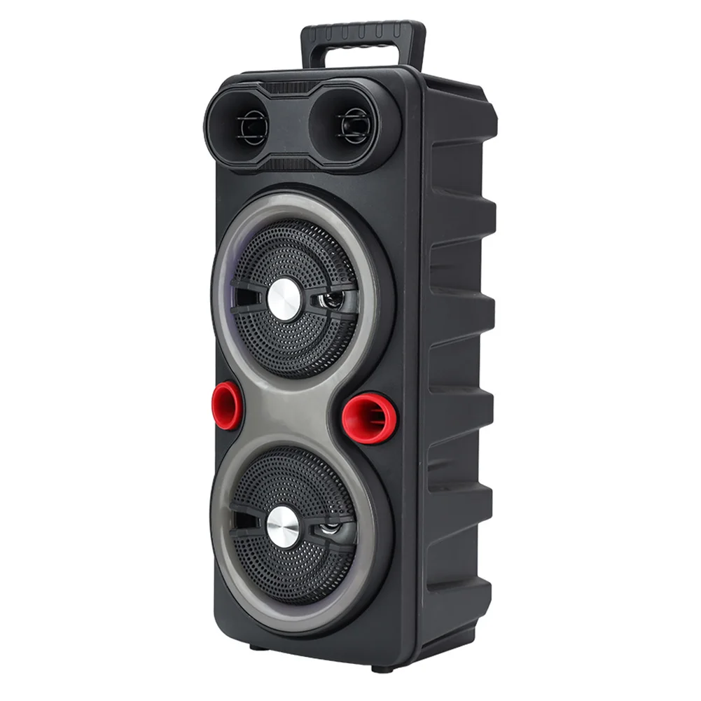 Dual Subwoofer Speakers Bluetooth-Compatible 5.0 6.5 Inch Stereo Subwoofer LED AUX Karaoke Machine RGB Party Sound Box