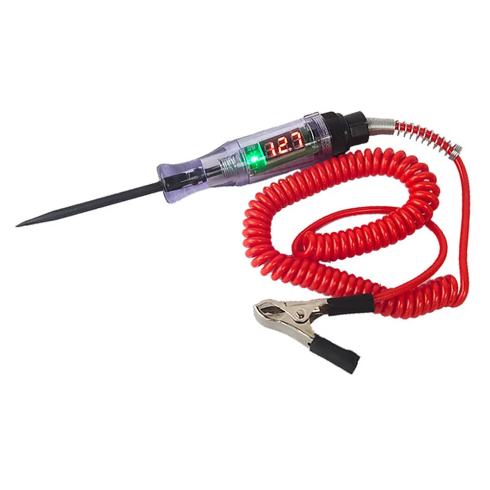 6V 12V 24V DC Car Truck Voltage Circuit Tester Digital Display Long Probe Pen Light Bulb Automobile Diagnostic Tools Auto Repair