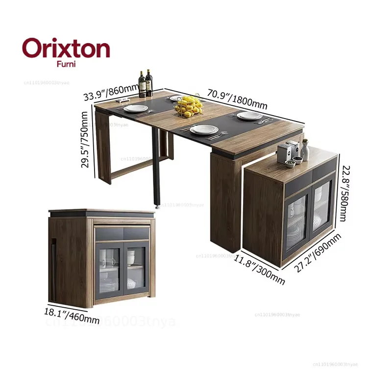 Multifunctional Dining Table Expandable Dining Table Storage Saving Rectangular Dining Table