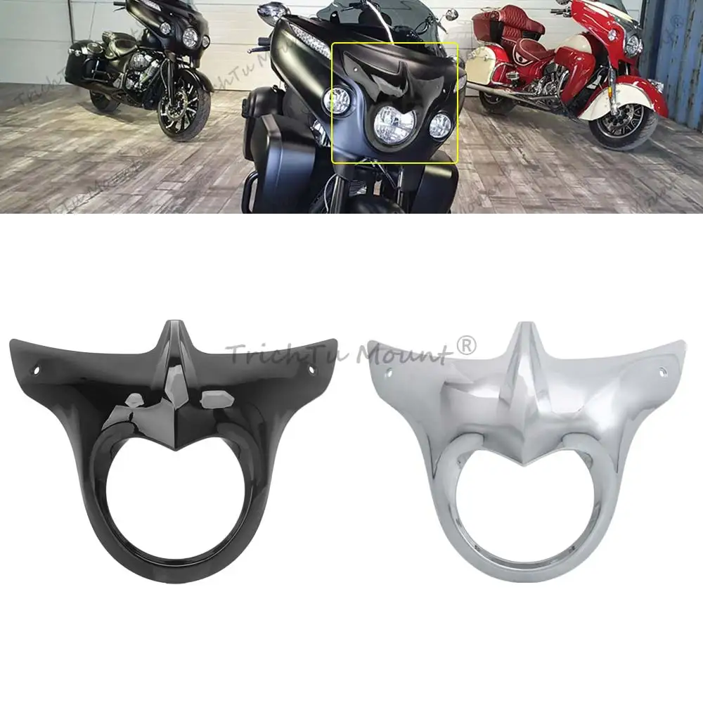 Outer Front Fairing Headlight Bezel ABS Head Light Trim For Indian Chieftain Elite Roadmaster Dark Horse 2014-2025 1 PC Chrome