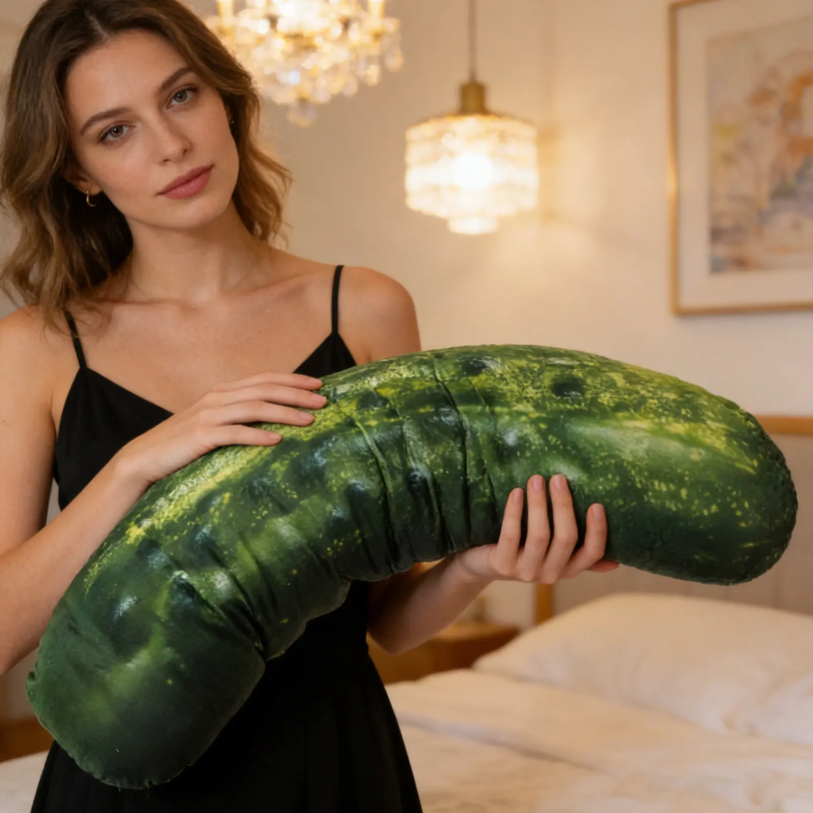 Stuffed Pickle 3D Pillow Giant 50Cm Realistic Food Cushion Couch Decor Funny Vegetable Novelty Throw Pillow Stuffed Pickle