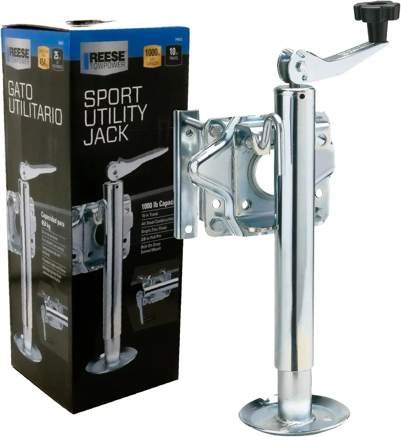 

Сверхмощный домкрат для прицепа с боковым креплением, подъемность 1000 фунтов, конструкция с болтовым креплением и 10-дюймовым ходом