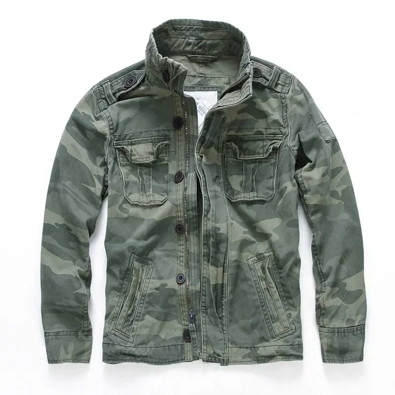 Casual Wear Mens Oversized Camo Jacket Sportswear Thick Denim Jacket Men Overall Green Military Winter Camouflage Coat Male XXL