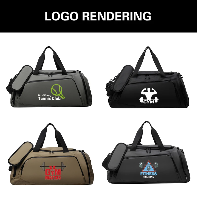 Bolsa deportiva de entrenamiento con logotipo personalizado, bolso de viaje de gran capacidad con nombre impreso, bolso cruzado de separación de humedad seca