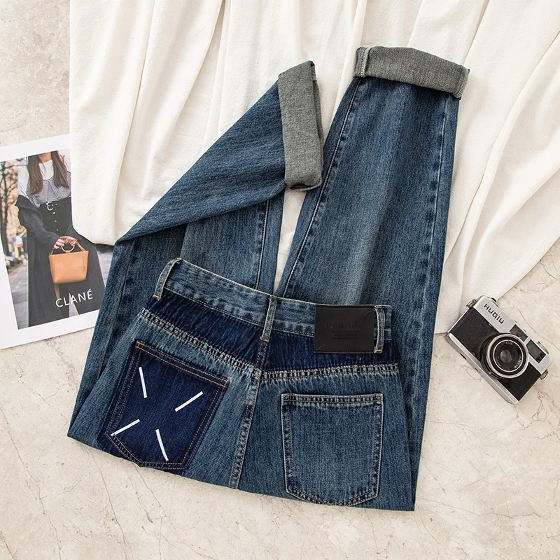 

Американские джинсовые джинсы в стиле ретро, мужские весенне-осенние свободные повседневные брюки большого размера Haome Harlan, прямые джинсы свободного покроя