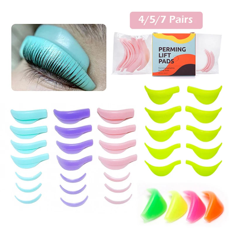 

4 Pairs Eyelash Curler Makeup Lash Lifting Tools Colorful Silicone Eyelash Perm Pads