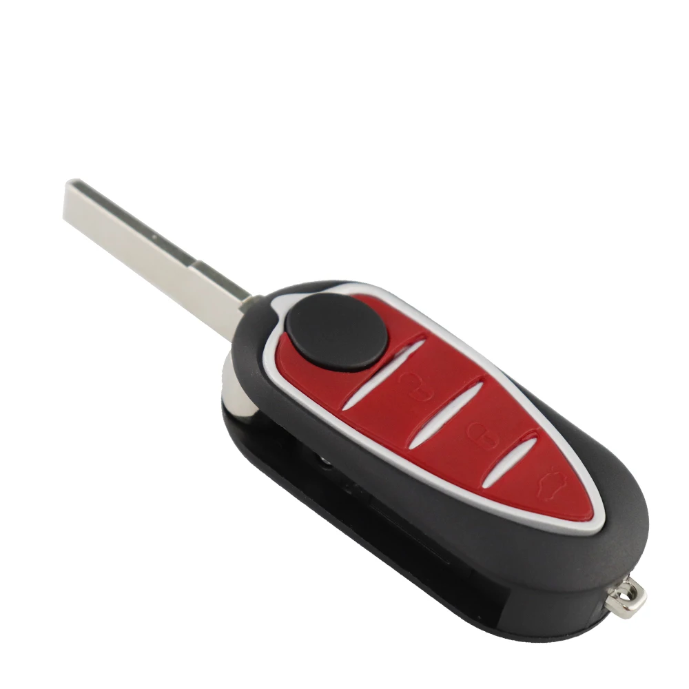 Carcasa para mando a distancia de coche, funda para Alfa Romeo Giulietta Mito 159 GTA GTO Brera 4C, almohadilla de goma roja, hoja sin cortar de 3