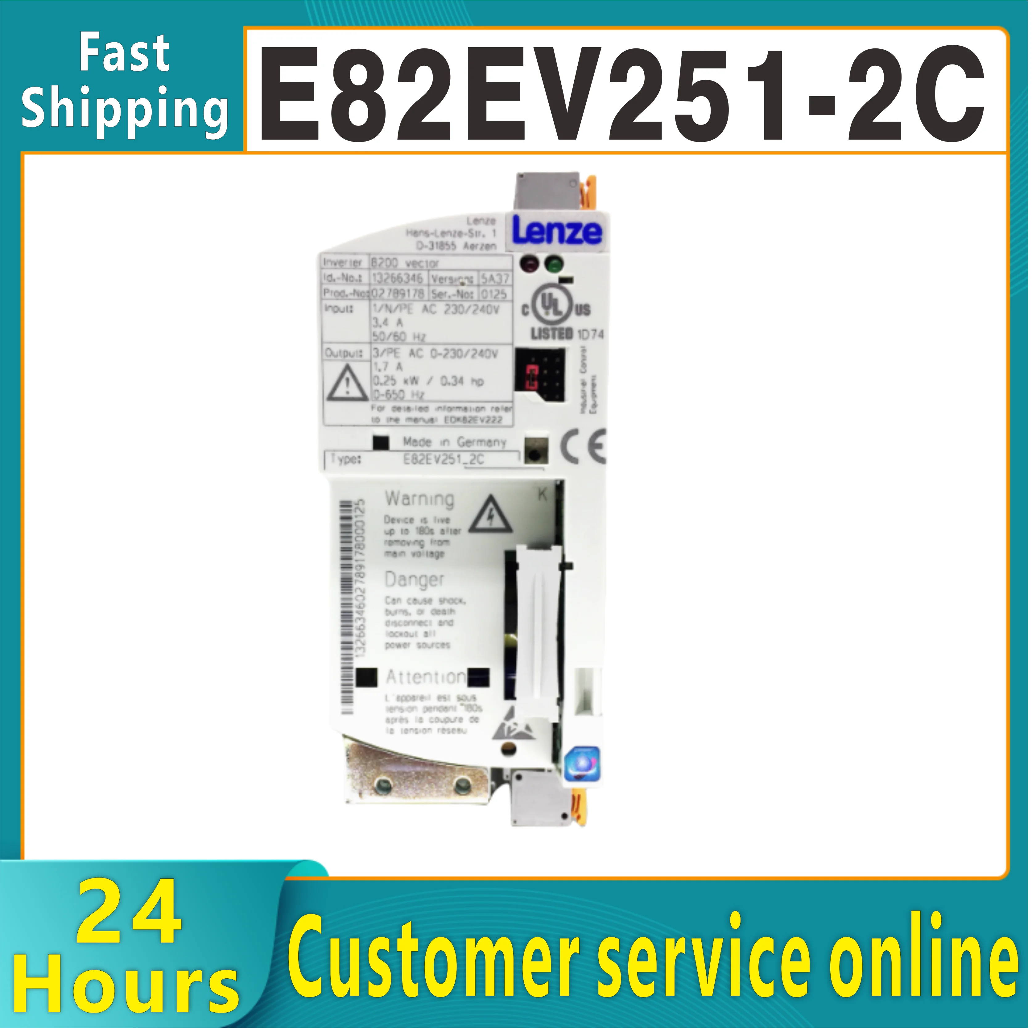 Original 8200 frequency converter E82EV251K2C E82EV251-2C 220V 0.25KW