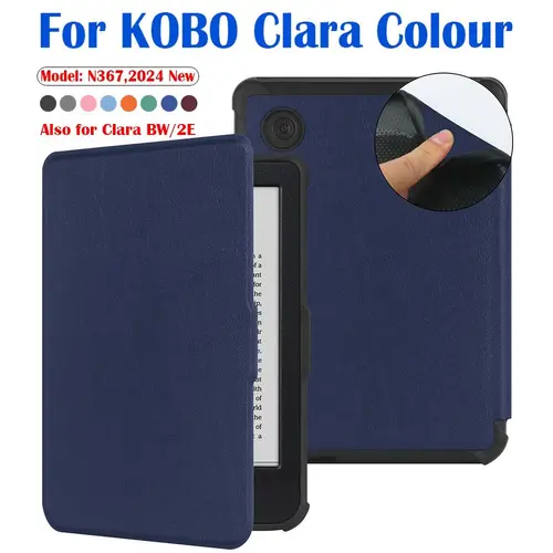 KOBO Clara 컬러 BW 2E 2024 스마트 커버, TPU Funda 자동 수면 및 기상 보호 쉘, 6 인치 E-리더 케이스, N367, 신제품 