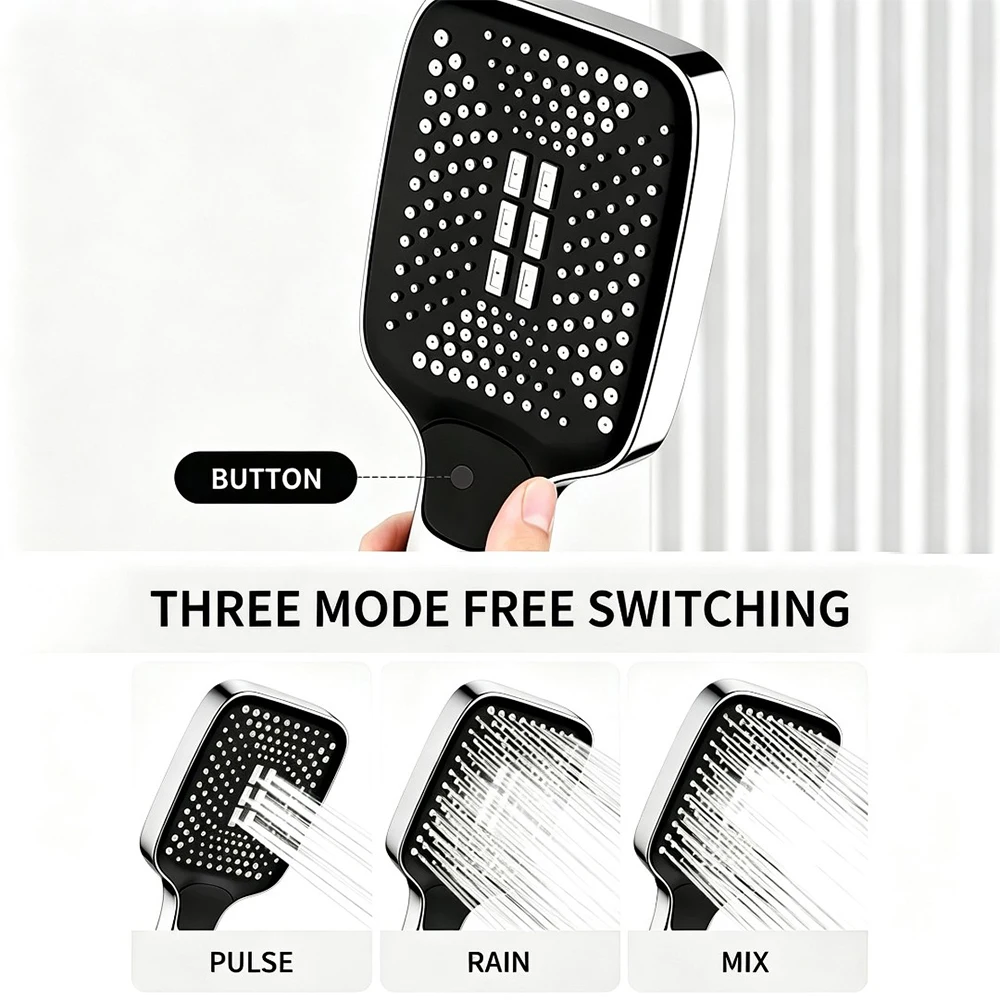 Adjustable Three Mode Shower Large Flow High-Pressure Water-Saving Shower Mixing Nozzle Bathroom Accessories