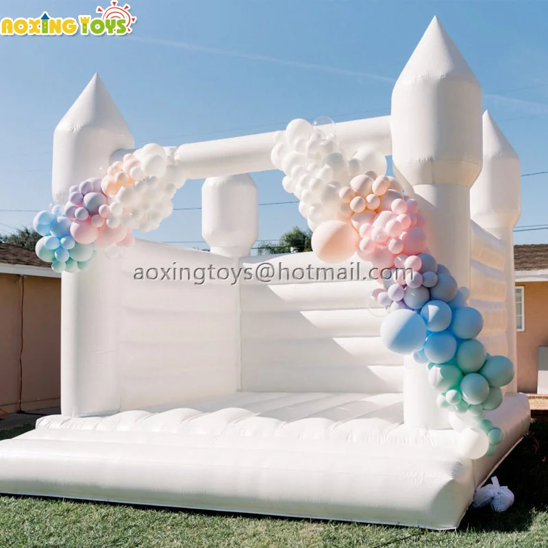 Château gonflable en PVC blanc, maison de saut pour fête d'anniversaire de mariage pour enfants adultes avec souffleur d'air à ballon