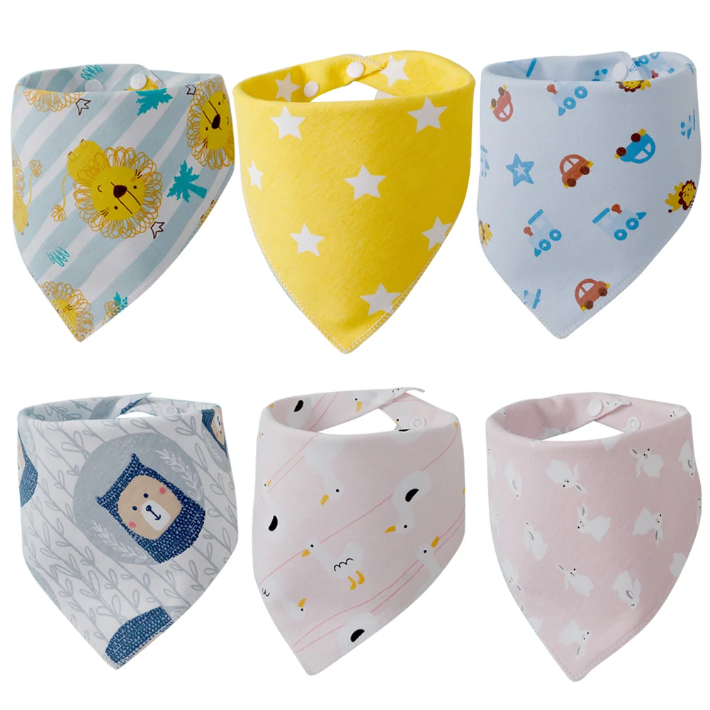 6 Pcs Baby Eating Bib Drool Cotton Bibs Double Sided Triangular Scarf Dining Child