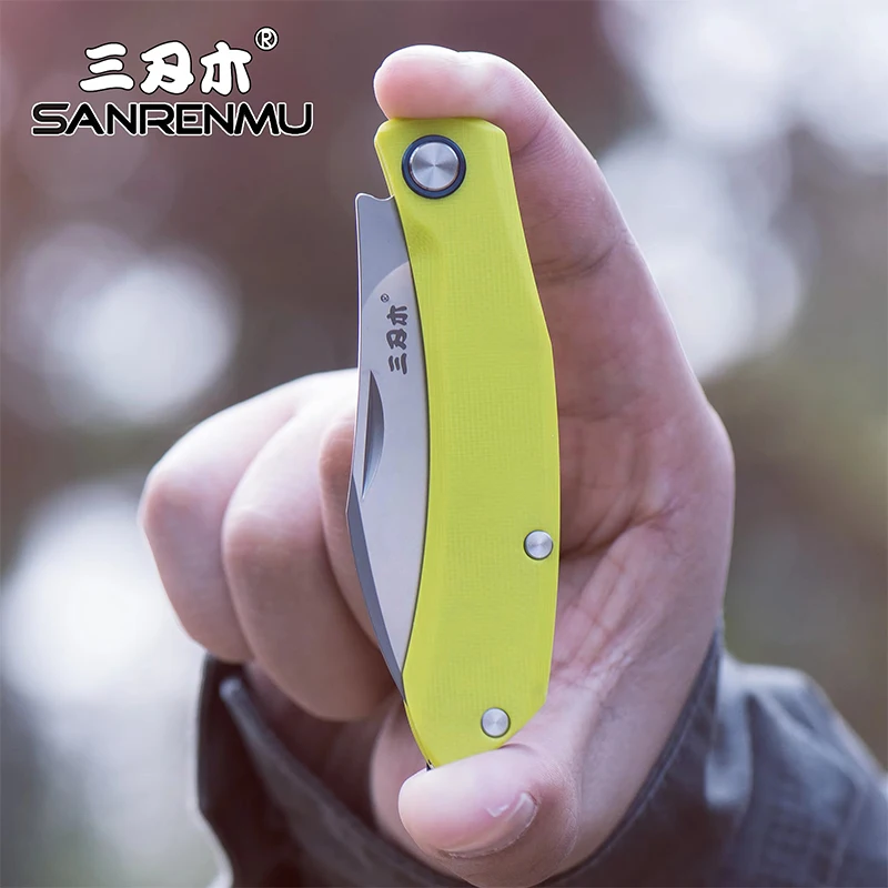 SRM 7315 G10 Carbon Fiber Pocket Folding Knife Outdoor Camping CutFruit Hunting Portable Personality EDC Rescue Tool 12C27 Blade