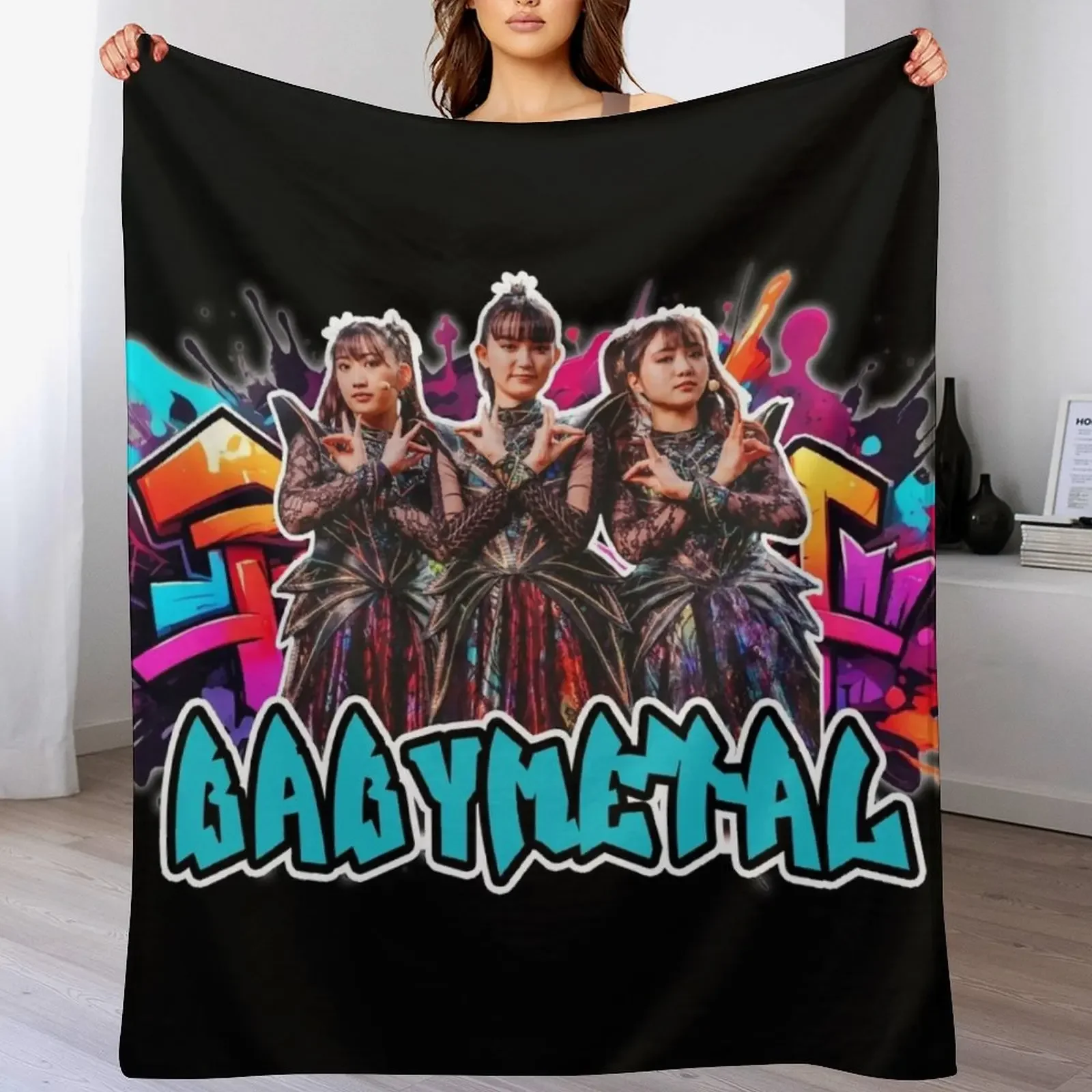

BABYMETAL, Graffiti Logo, Unique Fan Art Throw Blanket All Season Lightweight Soft Blanket for Bed