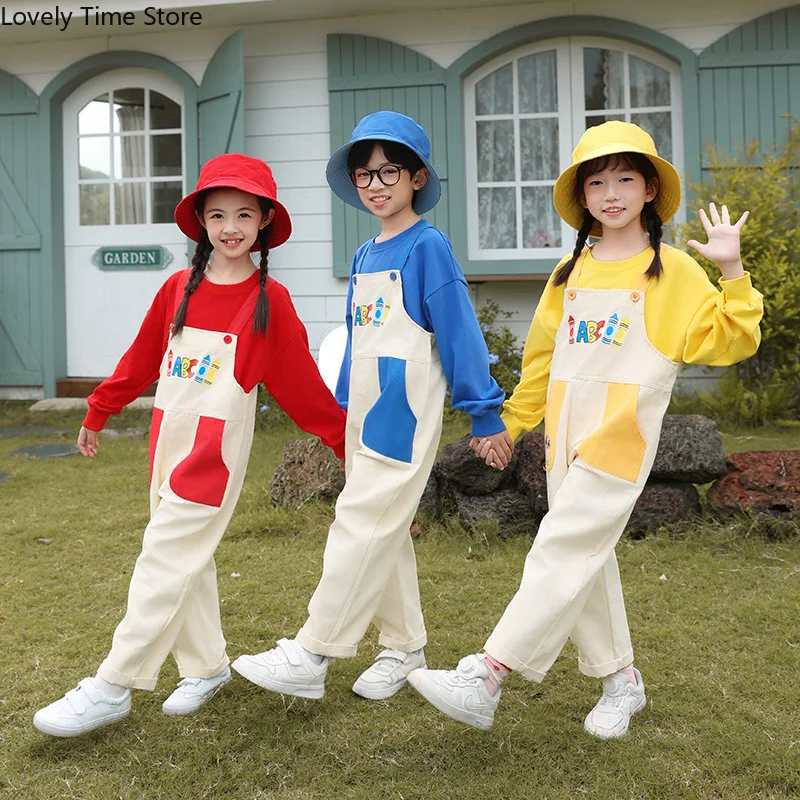 Hip Hop Kids Colorful Overalls Girls Cartoon Dungaree Children Candy Color Jumpsuit Street Dance Romper Boys Streetwear Trousers