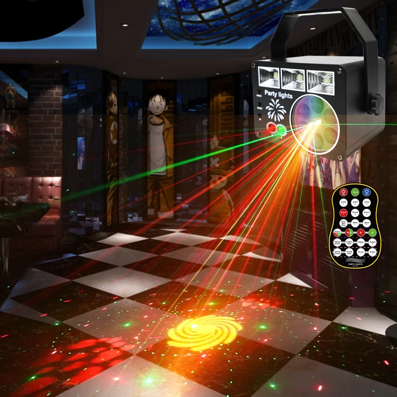 3-in-1 Honeycomb Pattern Spotlight USB Party Light Sound Activated Strobe Light Projection Disco Ballroom Decoration Birthday DJ