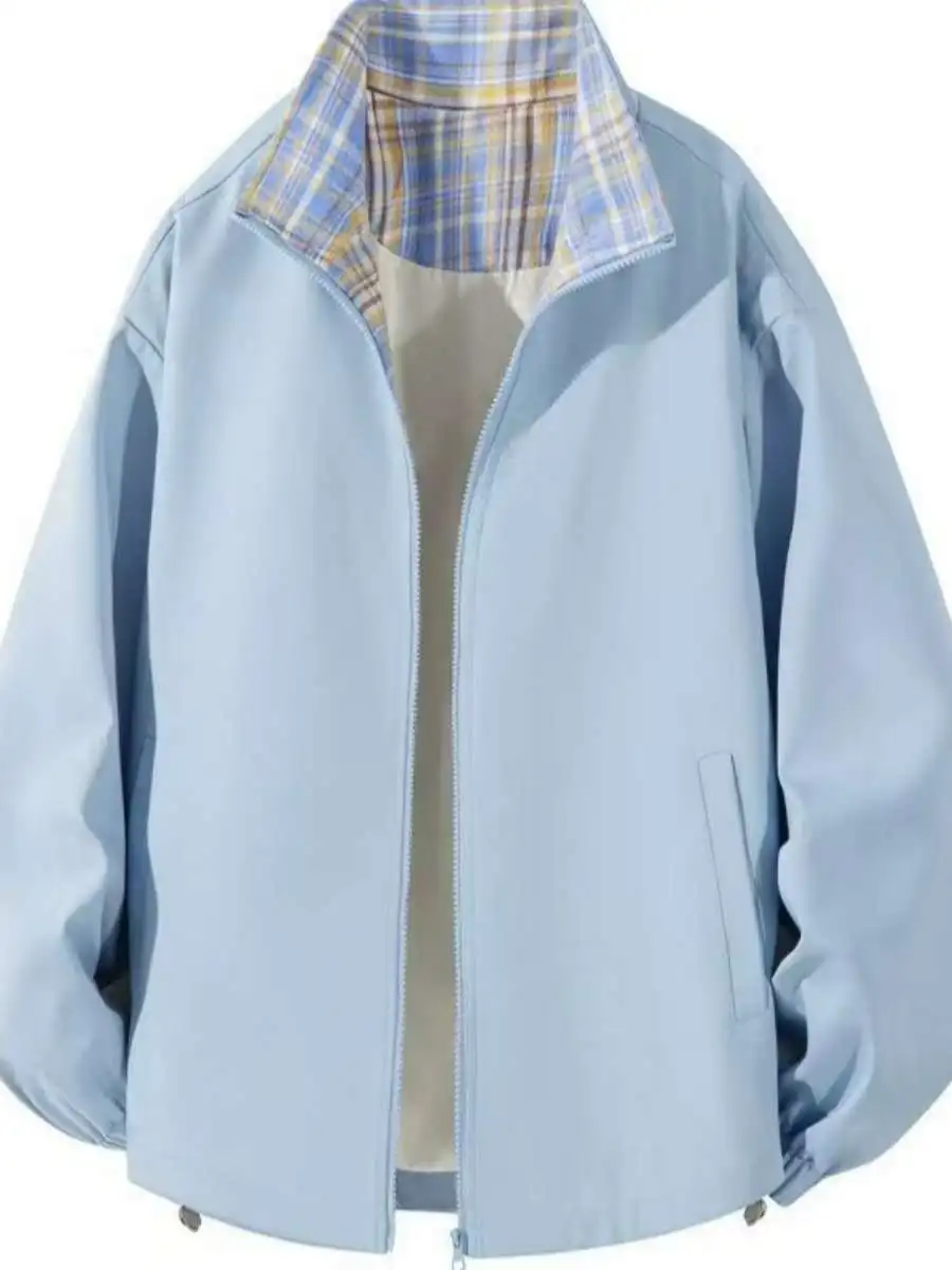 

Мужская зимняя ветрозащитная куртка в клетку с воротником-стойкой, повседневная, универсальная, в стиле High Street, из полиэстера