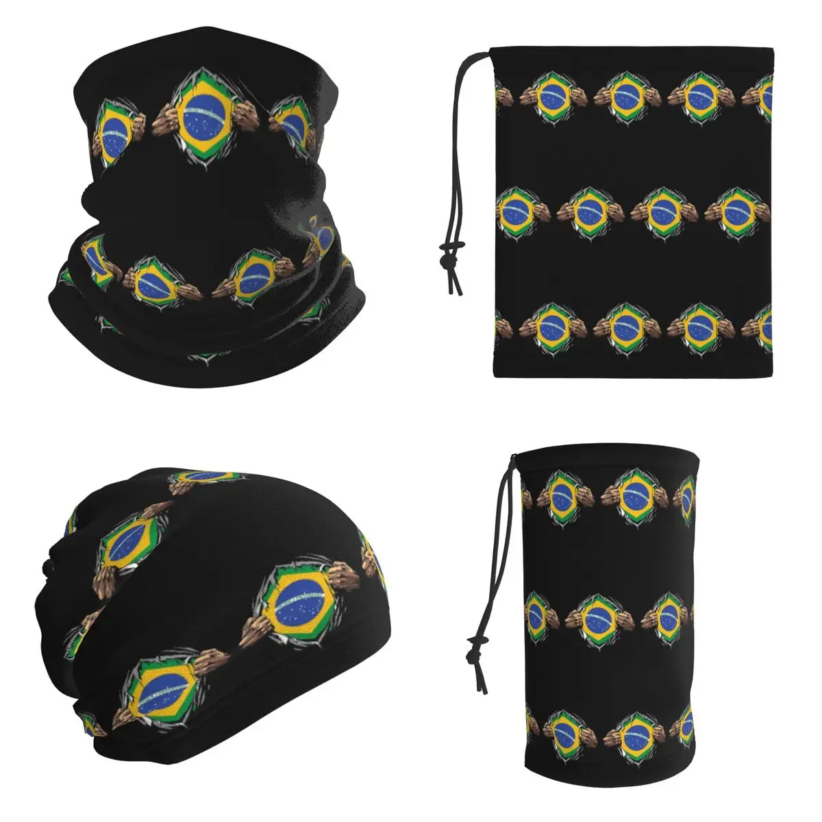 Brazil National Flag Bandana Neck Gaiter Printed Wrap Scarf Multifunction Cycling Scarf For Men Women Adult Windproof