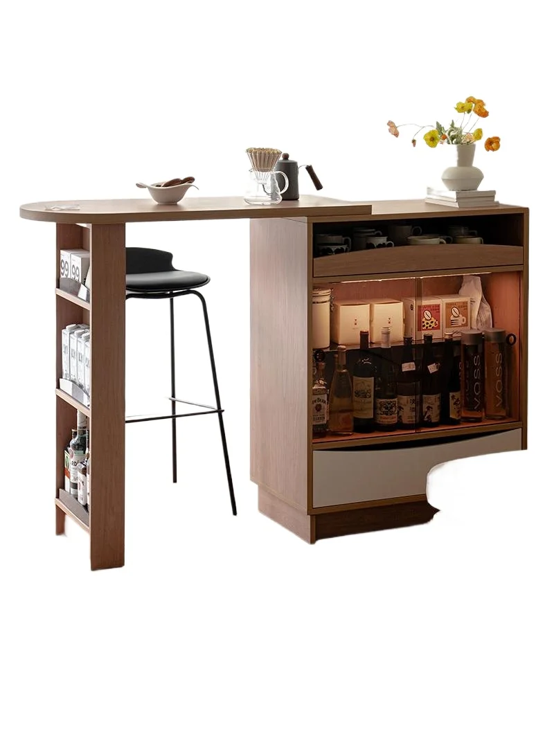 

Living room retro partition island table retractable water bar cabinet table integrated