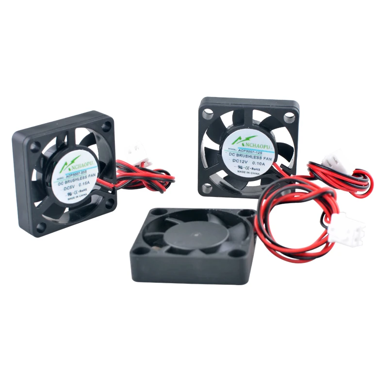 

ANCHAOPU ACP3007 Вентилятор 3 см 30 мм 30x30x7 мм DC5 В/12 В/24 В 2-контактный микро ультратонкий осевой вентилятор охлаждающий вентилятор для силовых принтеров