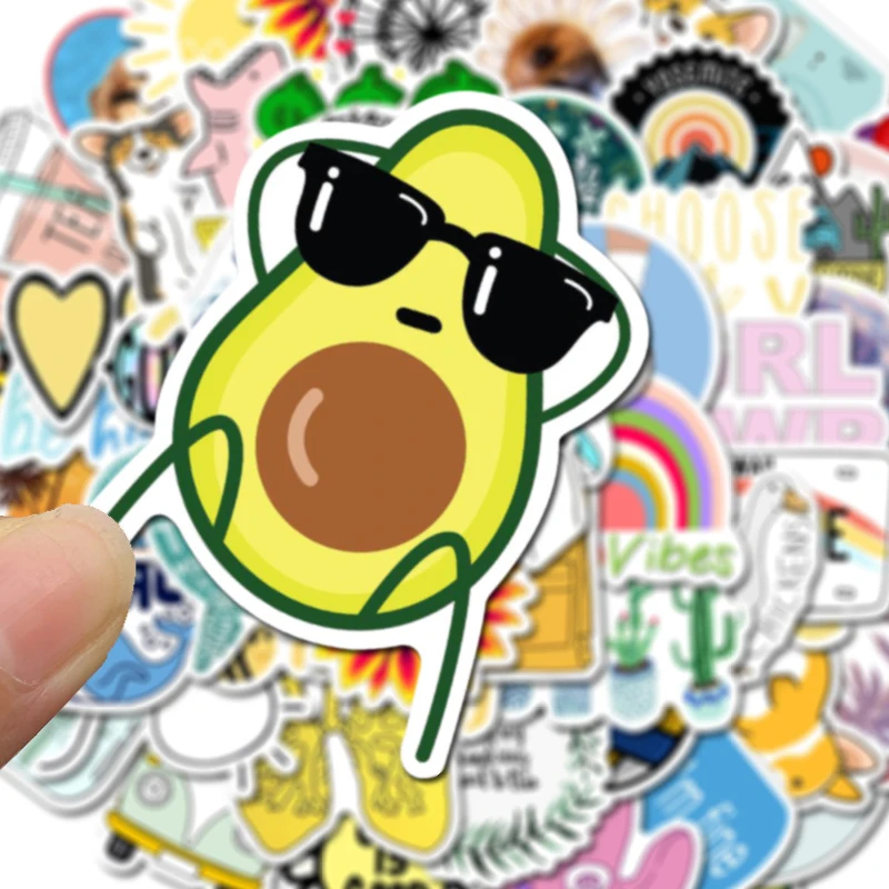 

100PCS Self-adhesive Fresh Light Graffiti Stickers Aesthetic DIY Decals for Phone Case Laptop Water Bottle Skateboard
