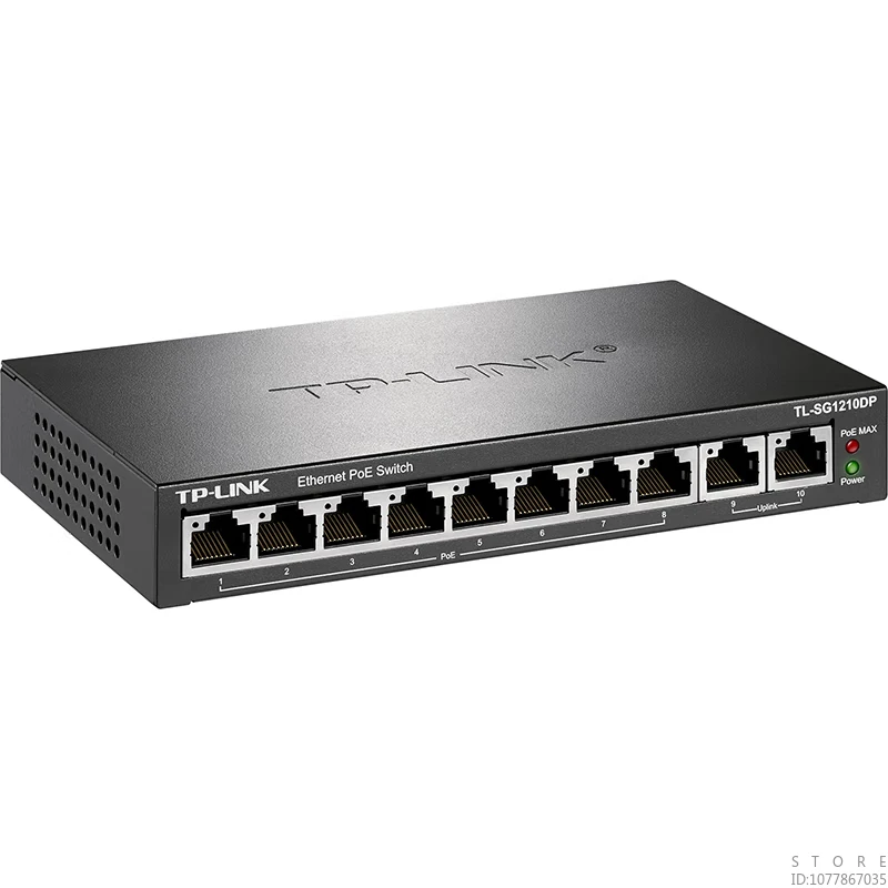 TP-LINK 8-port Gigabit PoE+2 Gigabit Uplink 10-port PoE Switch Network Splitter 1000M Switch TL-SG1210DP VLAN Support