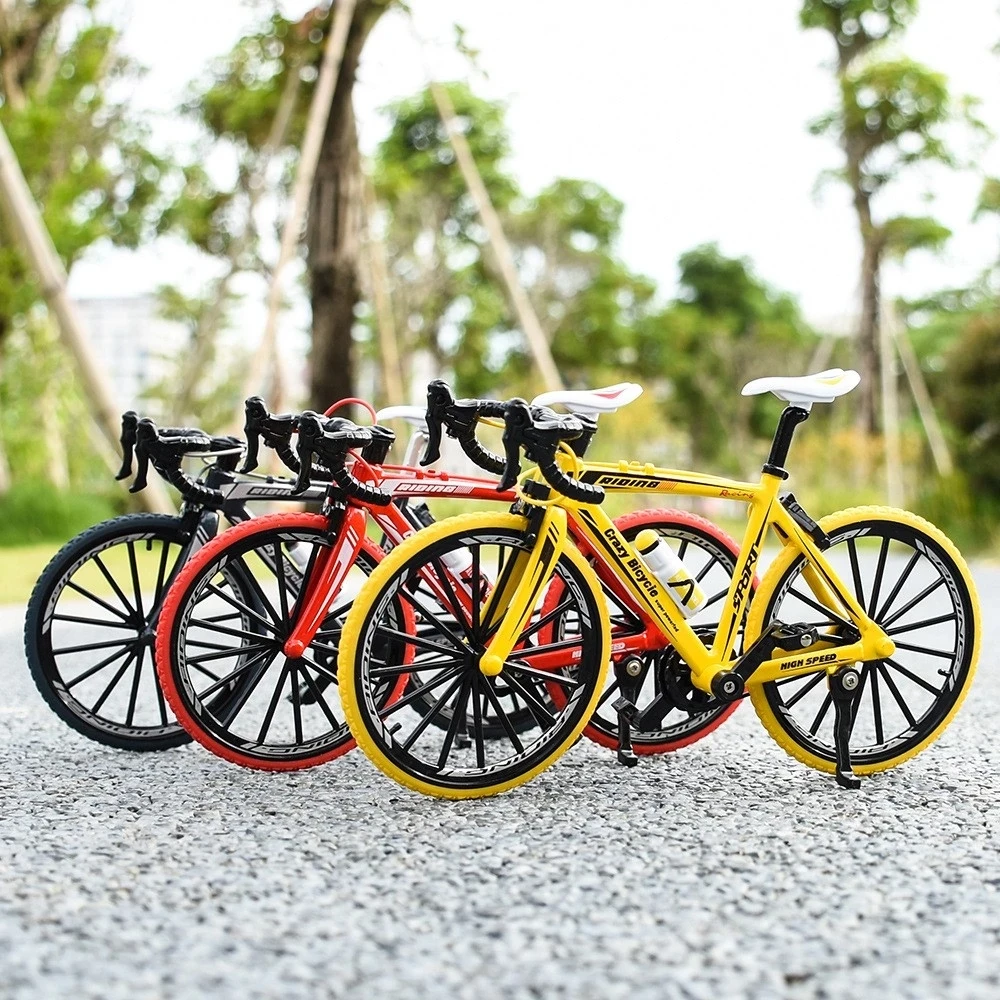 1:10 Model Alloy Mountain Bicycle Diecast Metal Mountain Bike Bend Road Fold Racing Bicycle Simulation Gift Toys for children