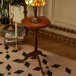 French Vintage Sofa Side Table American Solid Wood End Table Living Room Decorative Accent Stand Bedside Nightstand