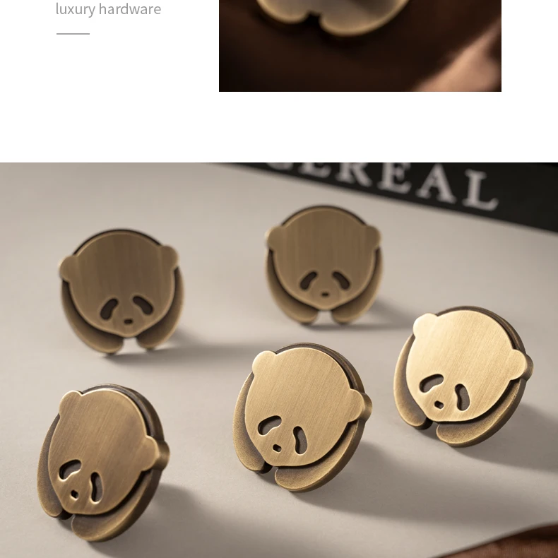 Panda furniture knob in antique brass — product image 4