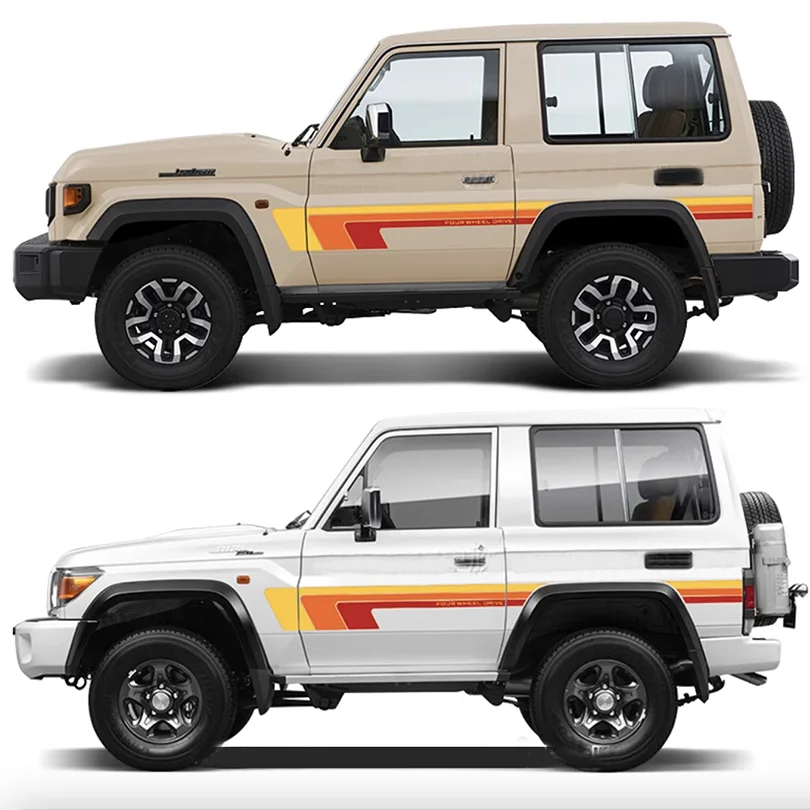 Vintage Car Styling Side Waistline Stripes Precut Modified Decal Vinyl Wrap Graphics Stickers for Toyota Land Cruiser BJ70 BJ71