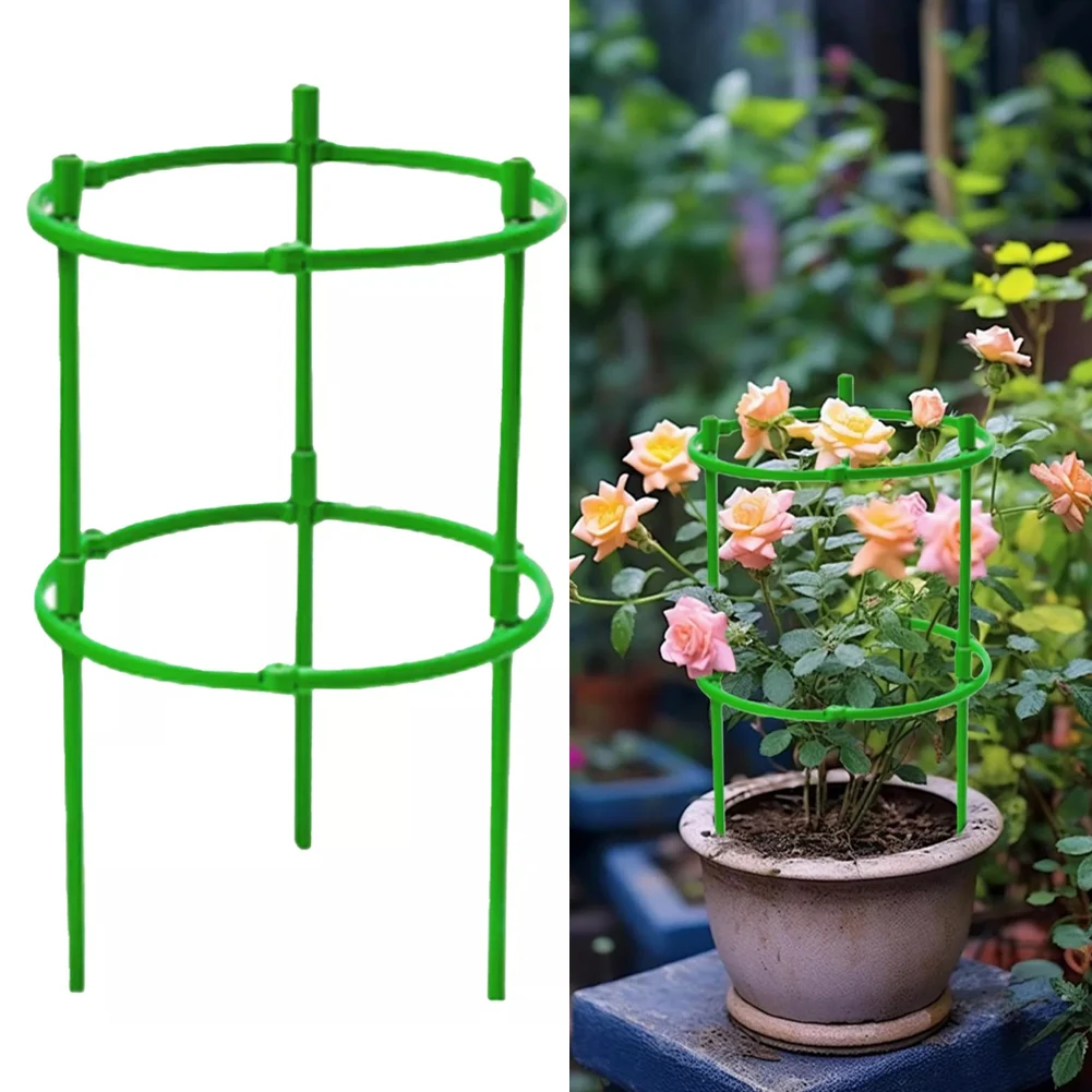1/2/3/4/5pcs Plant Support Plant Stakes Round Plant Support Ring Plastic Plant Cage Holder Flower Pot Climbing Trellis