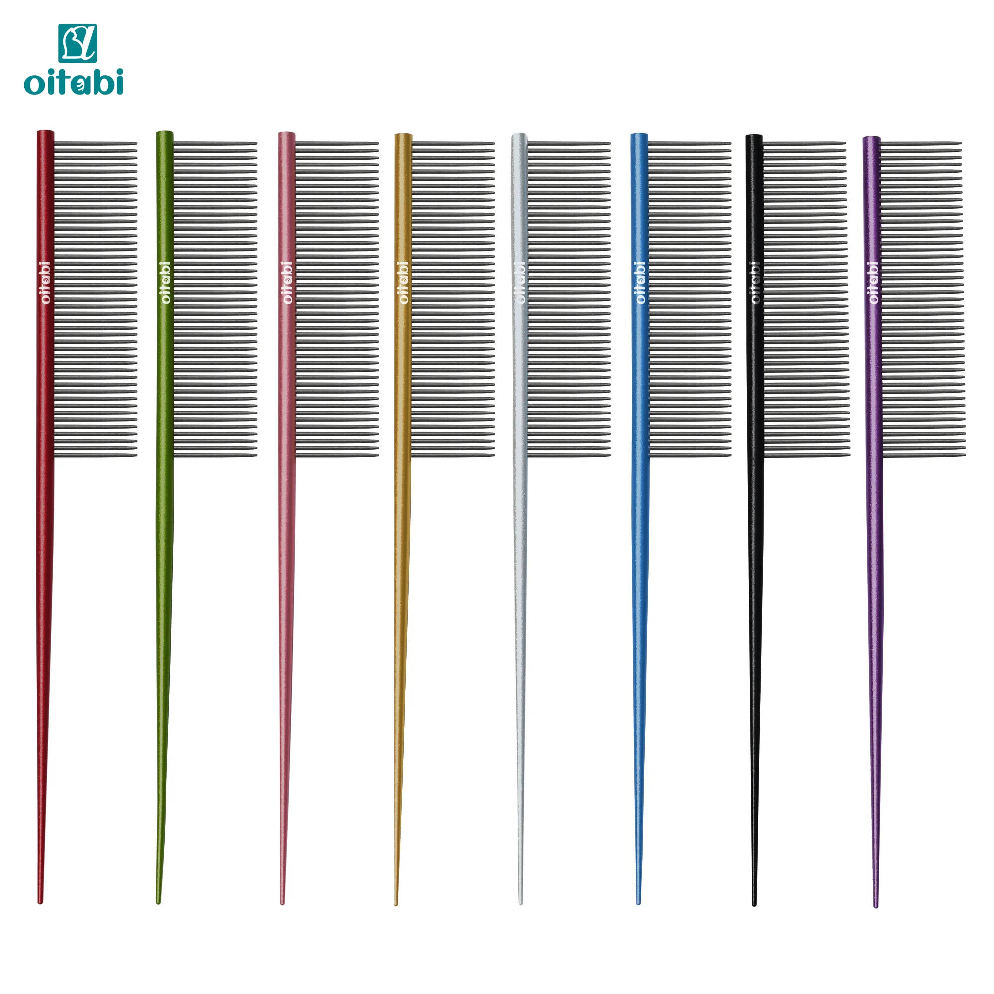 Oitabi Precision Tail Comb Made with Bimetal, Finishing and Fluffing Comb for Grooming Paws Face and Tail | Tear Stain Removal
