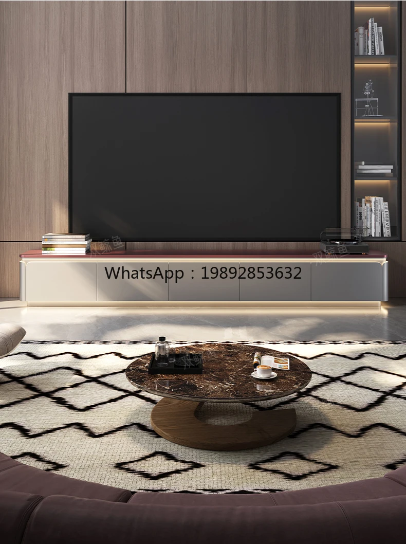 DF  Full Rock Slab TV Cabinet Living Room Small Apartment TV Stand Floor Storage Organizer Home Use