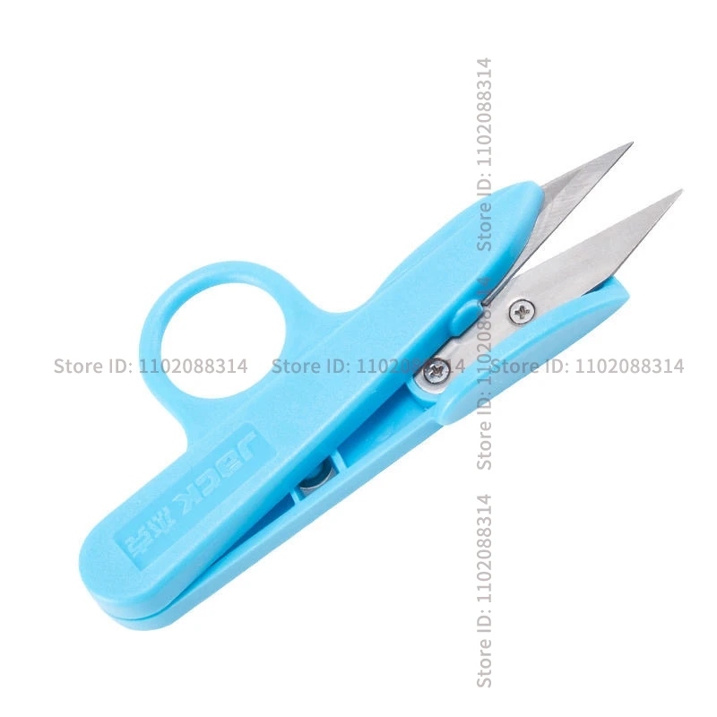 Jack Carbon Steel Small Scissors with Ring Collar Abs Plastic Handle Cutting Thread Head Household U-Shaped Yarn Shear Cutter