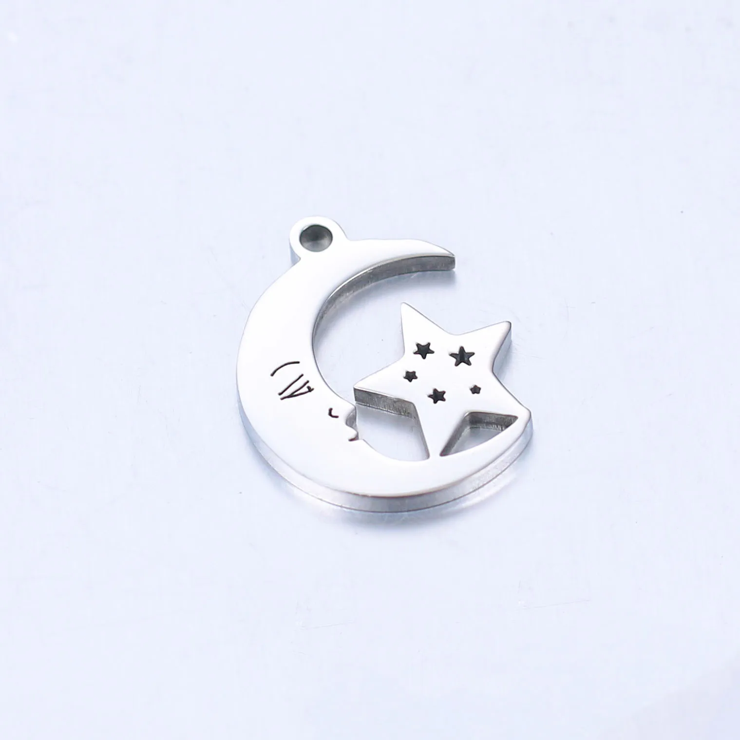 5Pcs/Lot Stainless Steel Star moon Charms DIY Hollow Pendants for Jewelry Making Choker Necklace Bracelet Accessories Supplies
