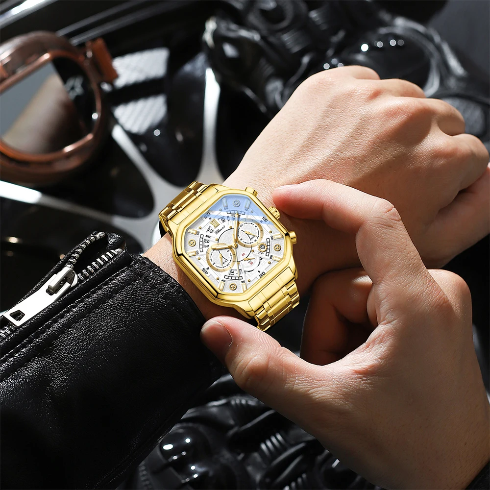 CHENXI модные многофункциональные мужские часы со скелетом, хронограф, светящийся календарь, водостойкий ремешок из нержавеющей стали, мужские часы