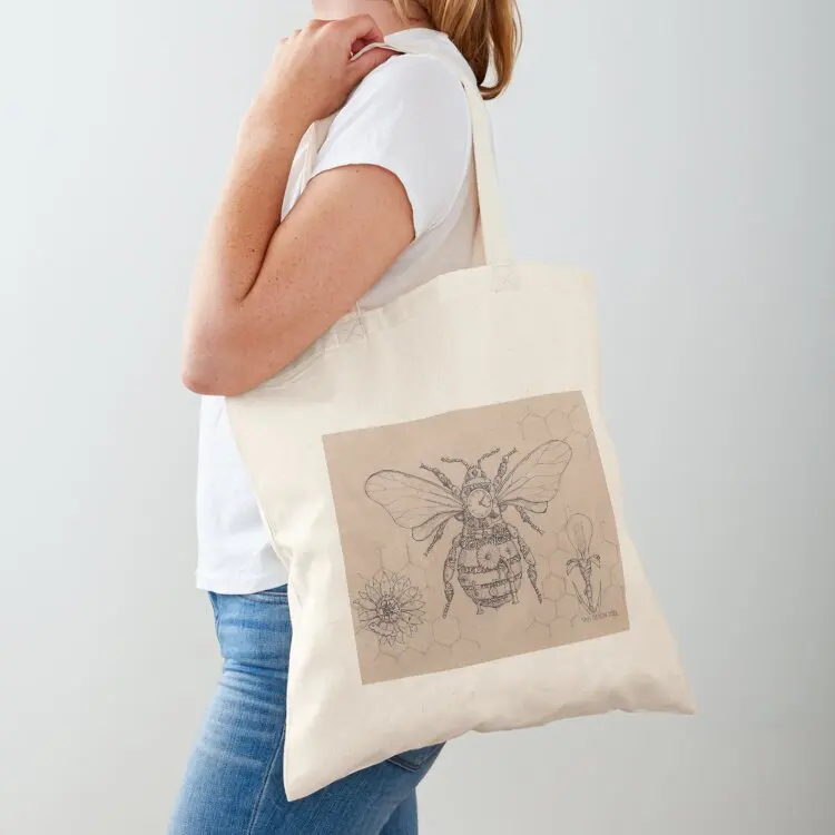 

Steampunk Bee Ink Illustration Tote Bag Beach bag tote bags cloth bags shopping cart bags shopper